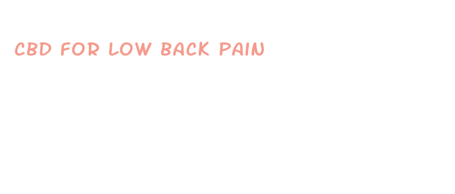 cbd for low back pain