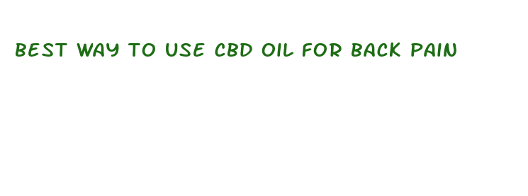 best way to use cbd oil for back pain