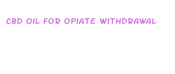 cbd oil for opiate withdrawal